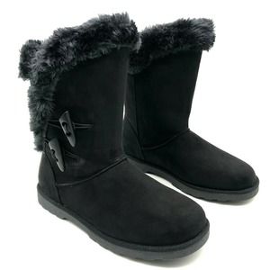 Falls Creek Faux Fur Black Suede Winter Boots 7-11